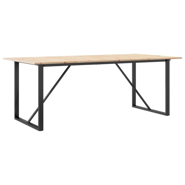 vidaXL Dining Table O-Frame 200x100x75 cm Solid Wood Pine and Steel