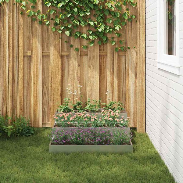 vidaXL Garden Planter Silver 90 x 90 x 35 cm Galvanised Steel