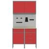 vidaXL Work Bench with Drawer 5 pcs Red 100 x 55 x 200 cm Steel