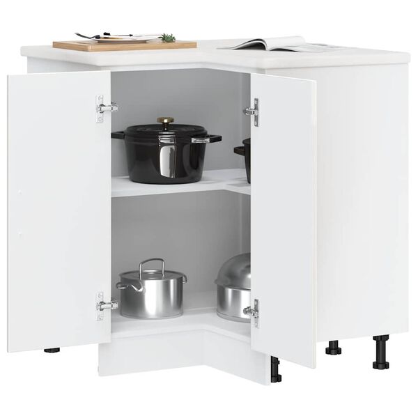 vidaXL Kitchen Corner Base Cabinet Porto High Gloss White Engineered Wood