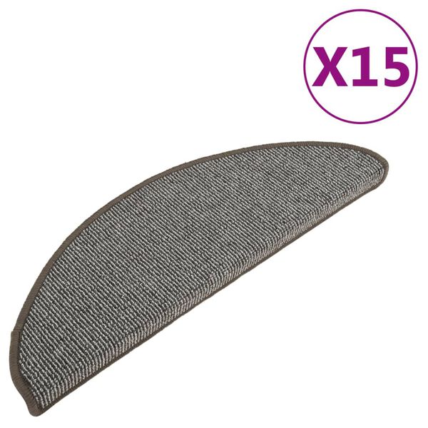 vidaXL Stair Mats 15 pcs 65x21x4 cm Grey Half Round Large