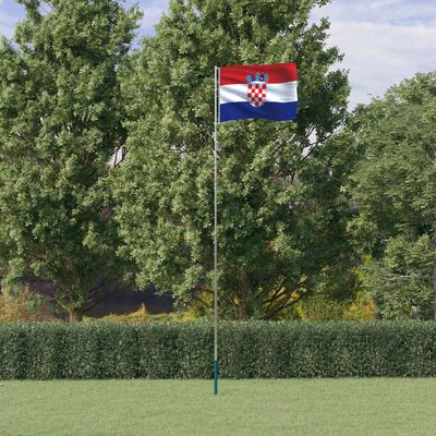 vidaXL Croatia Flag and Pole 5.55 m Aluminium