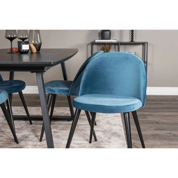 Venture Home Dining Chairs 2 pcs Velvet Velvet Black and Blue