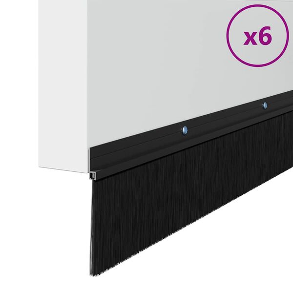 vidaXL Screw-on Door Brush Seals 6 pcs Black 100 cm Aluminium Alloy