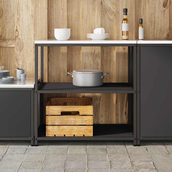 vidaXL Kitchen Storage with Shelf Black 90 x 50 x 92 cm Steel