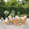 vidaXL Folding Garden Chairs 6 pcs Beige Fabric and Solid Wood