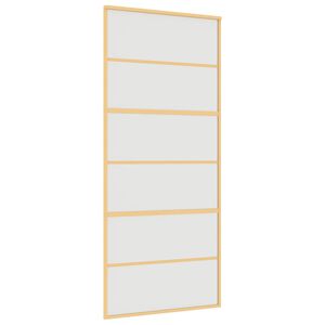 vidaXL Sliding Door Gold 90x205 cm Frosted ESG Glass and Aluminium