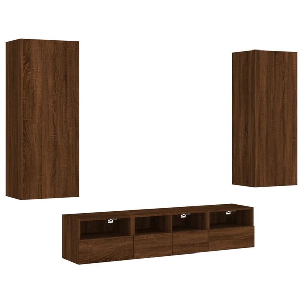 vidaXL 5 Piece TV Wall Units Brown Oak Engineered Wood