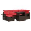 vidaXL 7 Piece Garden Sofa Set with Cushions Brown Poly Rattan Acacia