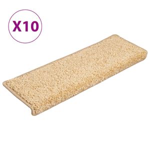 vidaXL Stair Mats 10 pcs 65x21x4 cm Cream Rectangular Edge