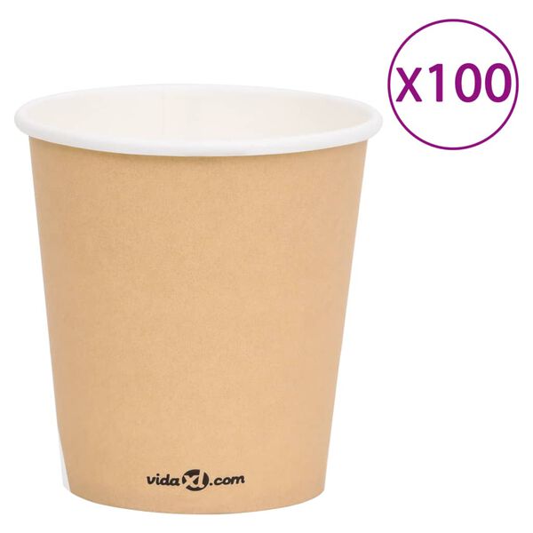 vidaXL Coffee Paper Cups 200 ml 100 pcs Brown