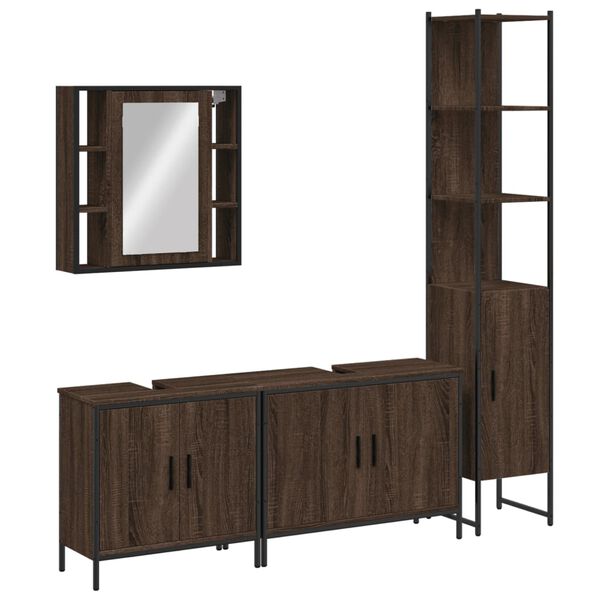 vidaXL 4 Piece Bathroom Cabinet Set Brown Oak Engineered Wood