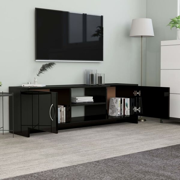 vidaXL TV Cabinet High Gloss Black 120x30x37.5 cm Engineered Wood