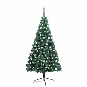 vidaXL Artificial Half Pre-lit Christmas Tree with Ball Set Green 120 cm