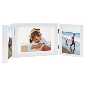 vidaXL Trifold Photo Frame Collage White 28x18 cm+2x(13x18 cm)