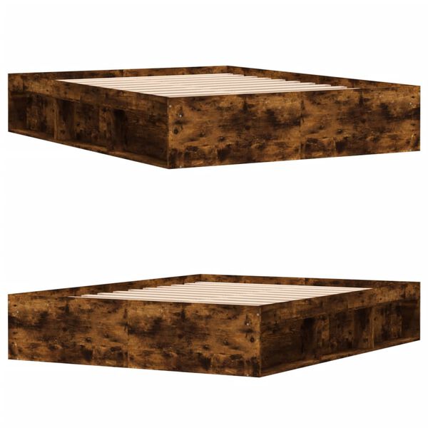 vidaXL Bed Frame without Mattress Smoked Oak 140x200 cm