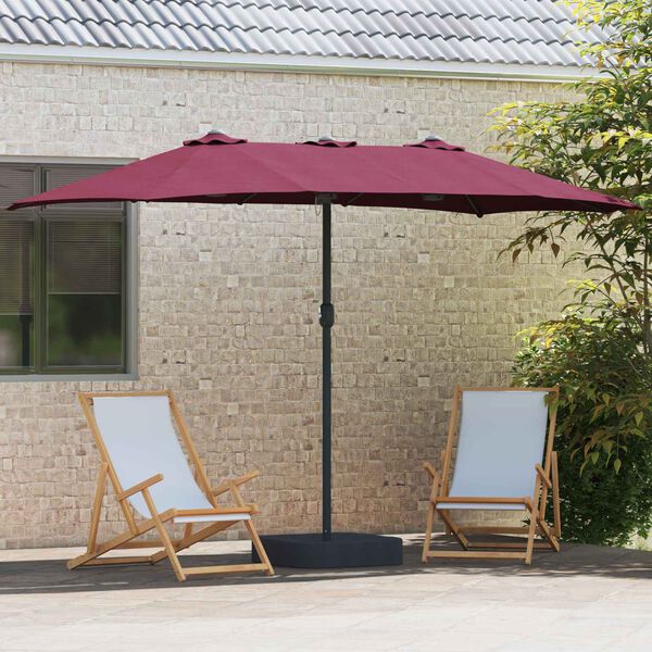vidaXL Garden Parasol Bordeaux Red 385 x 209 x 244 cm Polyester