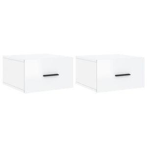 vidaXL Wall-mounted Bedside Cabinets 2 pcs High Gloss White 35x35x20 cm