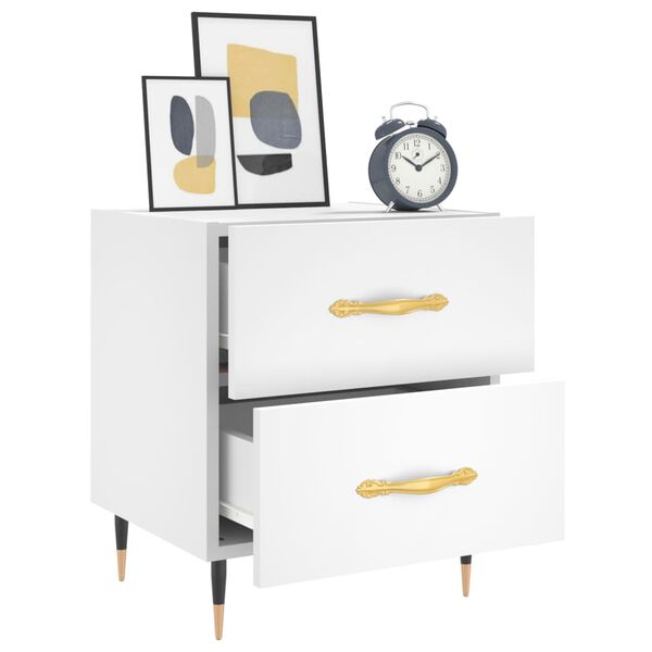 vidaXL Bedside Cabinet White 40x35x47.5 cm Engineered Wood