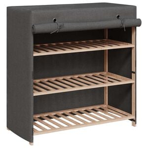 vidaXL Shoe Cabinet | Grey | Fabric and solid fir wood | Medium | Light Weight