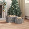 vidaXL Firewood Basket 2 pcs Grey Lacak Rattan