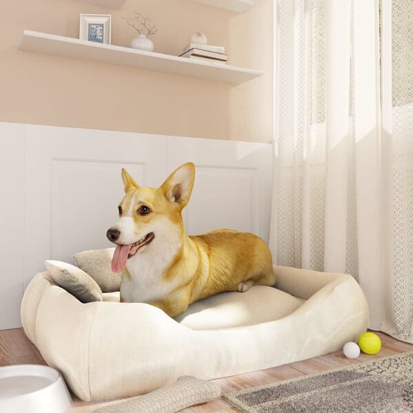 vidaXL Dog Cushion with Pillows Beige 75x58x18 cm Oxford Fabric