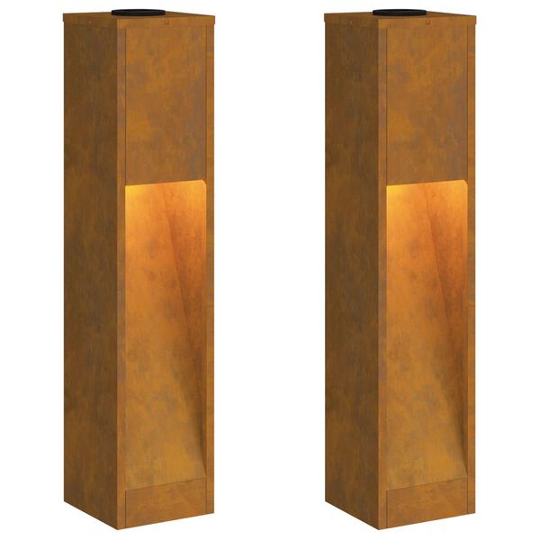 vidaXL Solar Led Pathway Light 2 pcs Bronze Weathering Steel
