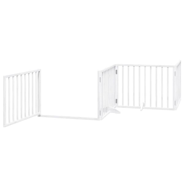 vidaXL Dog Gate with Door Foldable 10 Panels White 800 cm Poplar Wood