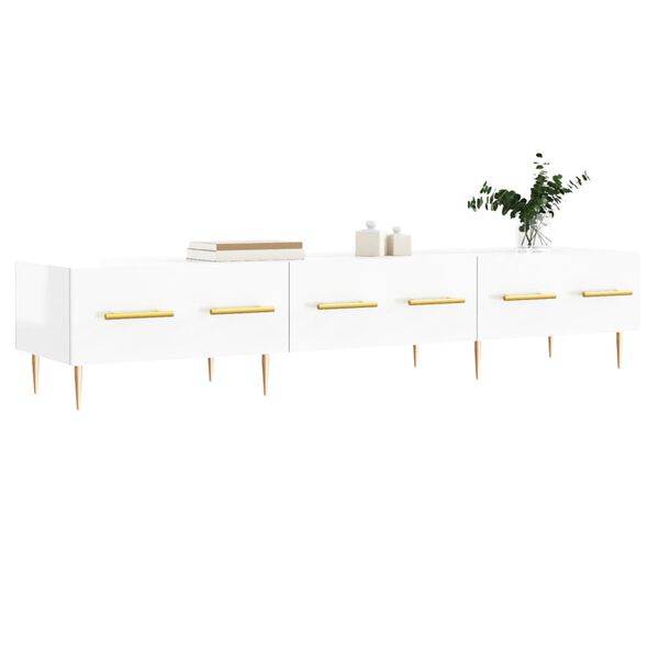 vidaXL TV Cabinet High Gloss White 150x36x30 cm Engineered Wood