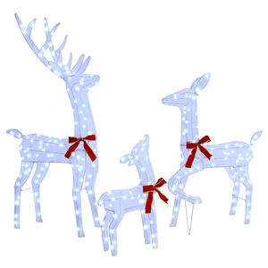 vidaXL Reindeer Family 3 pcs Cold white 68 x 26 x 127 cm Fabric