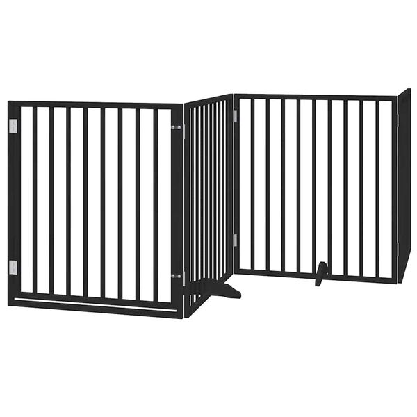 vidaXL Dog Gate with Door Foldable 12 Panels Black 960 cm Poplar Wood