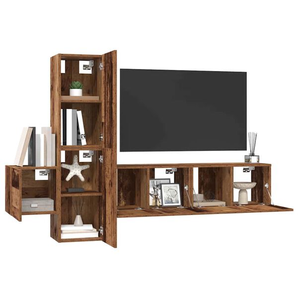 vidaXL TV Cabinet Set Wall-mounted 5 pcs Old Wood Engineered Wood