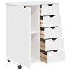 vidaXL Rolling Cabinet White 63.5 x 39 x 79 cm Solid Pine Wood