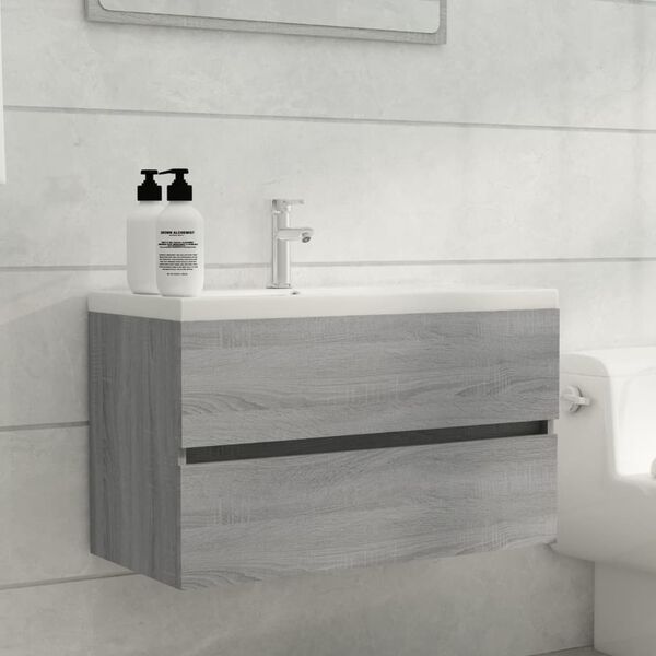 vidaXL Sink Cabinet Grey Sonoma 80x38.5x45 cm Engineered Wood