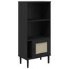vidaXL Bookcase SENJA Rattan Look Black 60x35x130 cm Solid Wood Pine