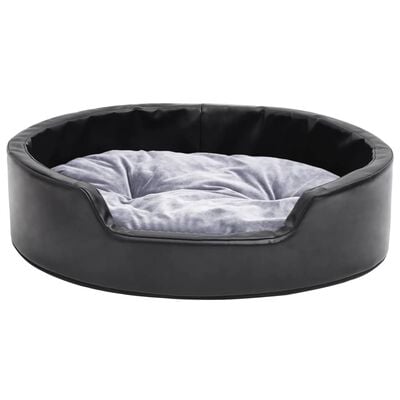 vidaXL Dog Bed Black and Grey 69x59x19 cm Plush and Faux Leather
