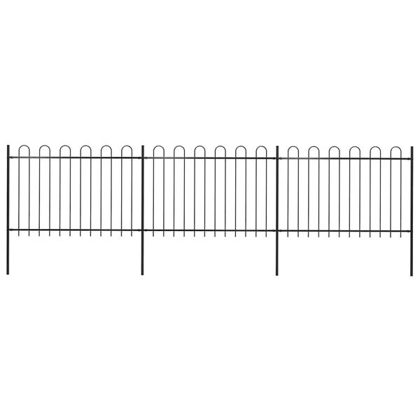 vidaXL Garden Fence with Hoop Top Steel 537x120 cm Black