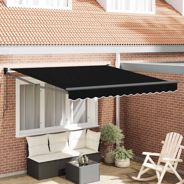 vidaXL Awning Retractable Manual Black 300 x 250 x 165 cm Polyester