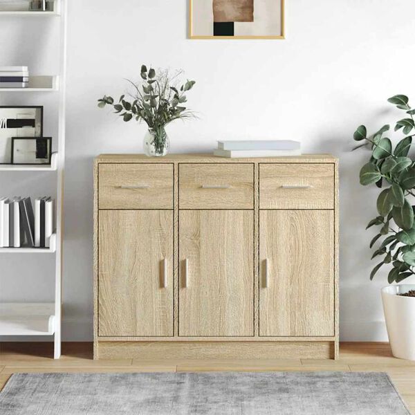 vidaXL Sideboard Sonoma Oak 91x28x75 cm Engineered Wood