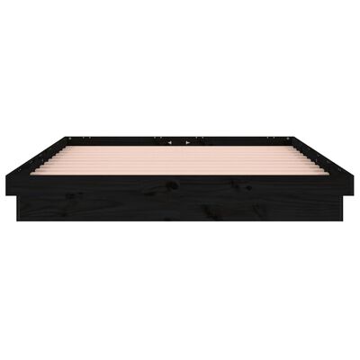vidaXL LED Bed Frame Black 120x190 cm Small Double Solid Wood
