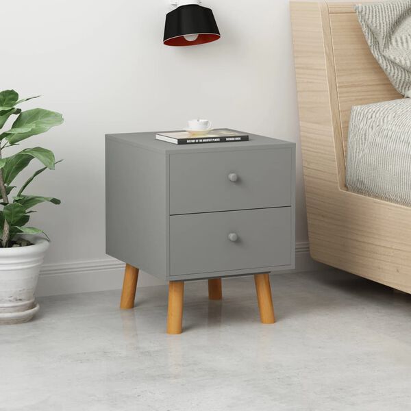 vidaXL Bedside Cabinets 2 pcs Grey 40x30x50 cm Solid Pinewood