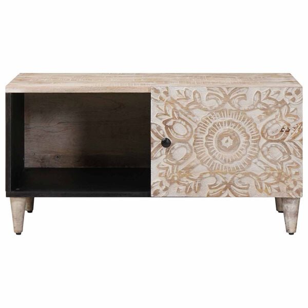 vidaXL Coffee Table White 80 x 50 x 40 cm Solid Mango Wood