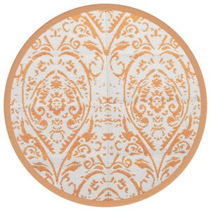vidaXL Outdoor Carpet ARAKIL Orange and White &Oslash;200 cm PP
