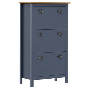 vidaXL Shoe Cabinet Hill Grey 72x35x124 cm Solid Pine Wood