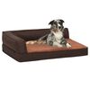 vidaXL Ergonomic Dog Bed Mattress 90x64 cm Linen Look Fleece Brown