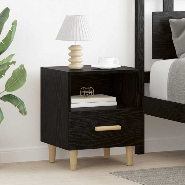 vidaXL Bedside Cabinet with Drawer 2 pcs Black oak 40 x 35 x 47.5 cm