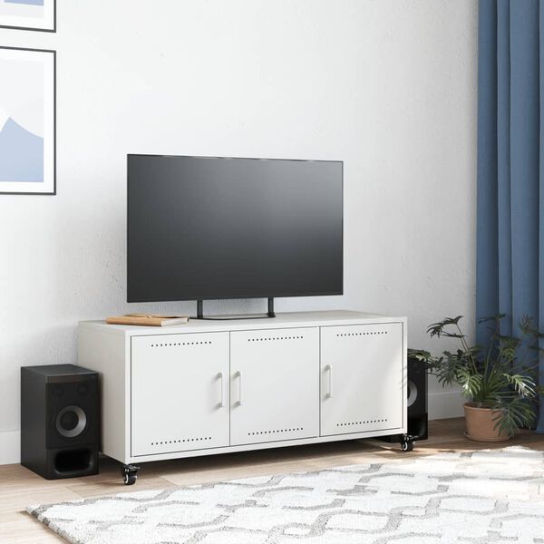 vidaXL TV Cabinet White 100.5x39x43.5 cm Steel