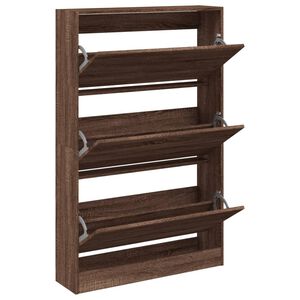 vidaXL Shoe Cabinet Brown Oak 80x21x125.5 cm Engineered Wood