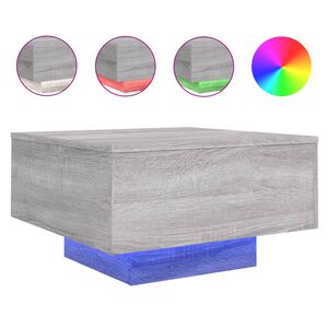 vidaXL Coffee Table with LED Lights Grey Sonoma 55x55x31 cm
