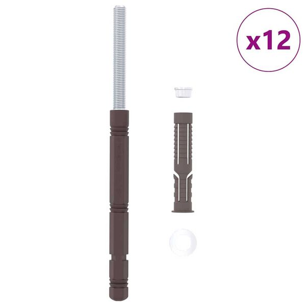 vidaXL Floating Shelf Brackets 12 pcs Beige &Oslash;14 x 210 mm Steel